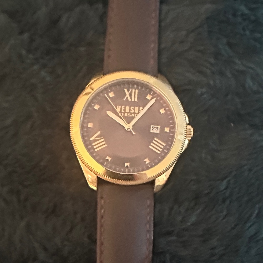 Versus Versace Gold Case with Brown Strap Watch